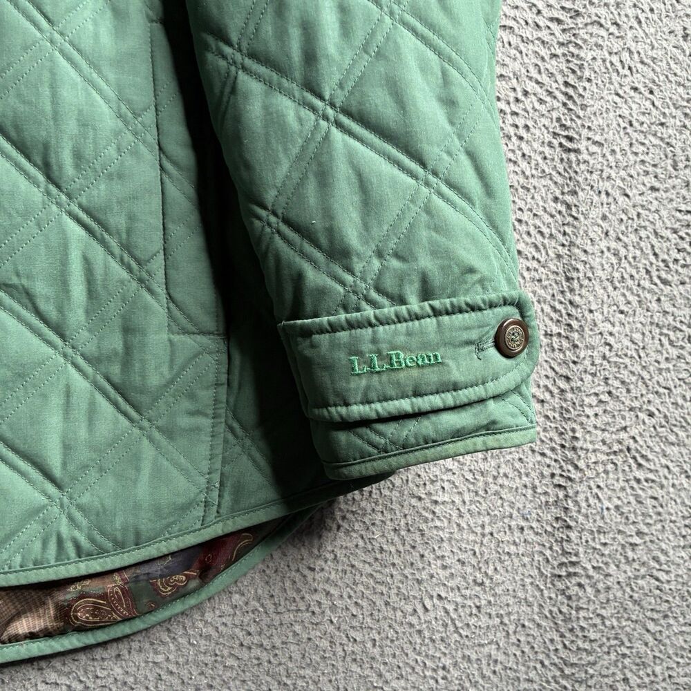 L.L. Bean Diamond Quilted Chore Jacket Coat Green Women's Large Vintage - Picture 12 of 14